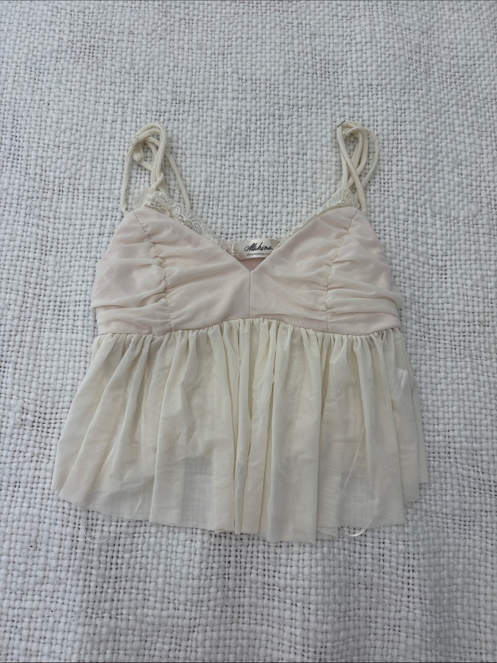 Mahina light pink lace babydoll top
